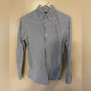 Men’s J.Crew Blue White Tartan Plaid Button Down Shirt XS Classic Fit